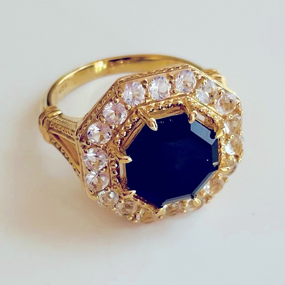 Judith Ripka Onyx 14K Gold Clad Ring - Picture 4 of 8